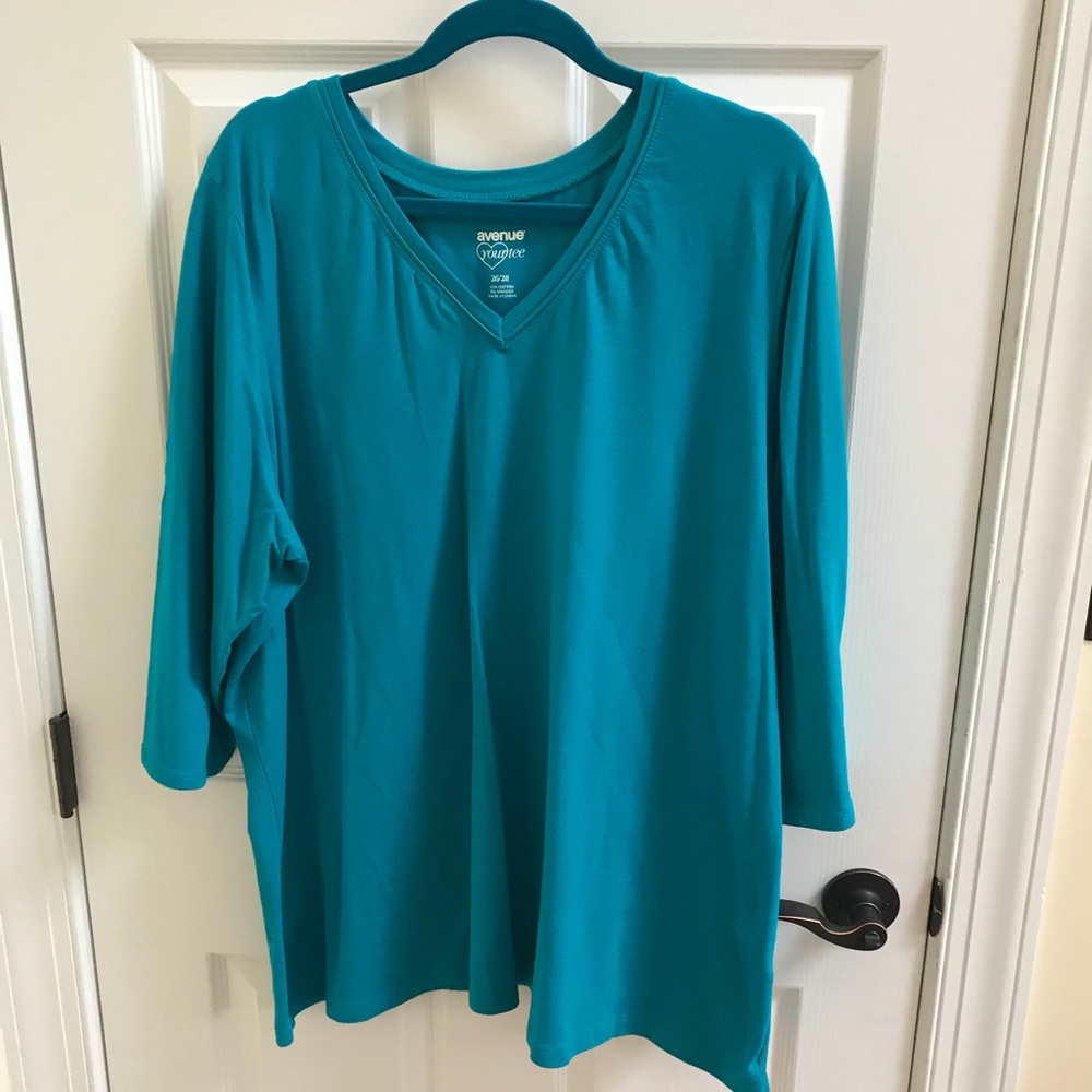 Avenue Love Your Tee Teal 1/2 Sleeve Sz 26/28